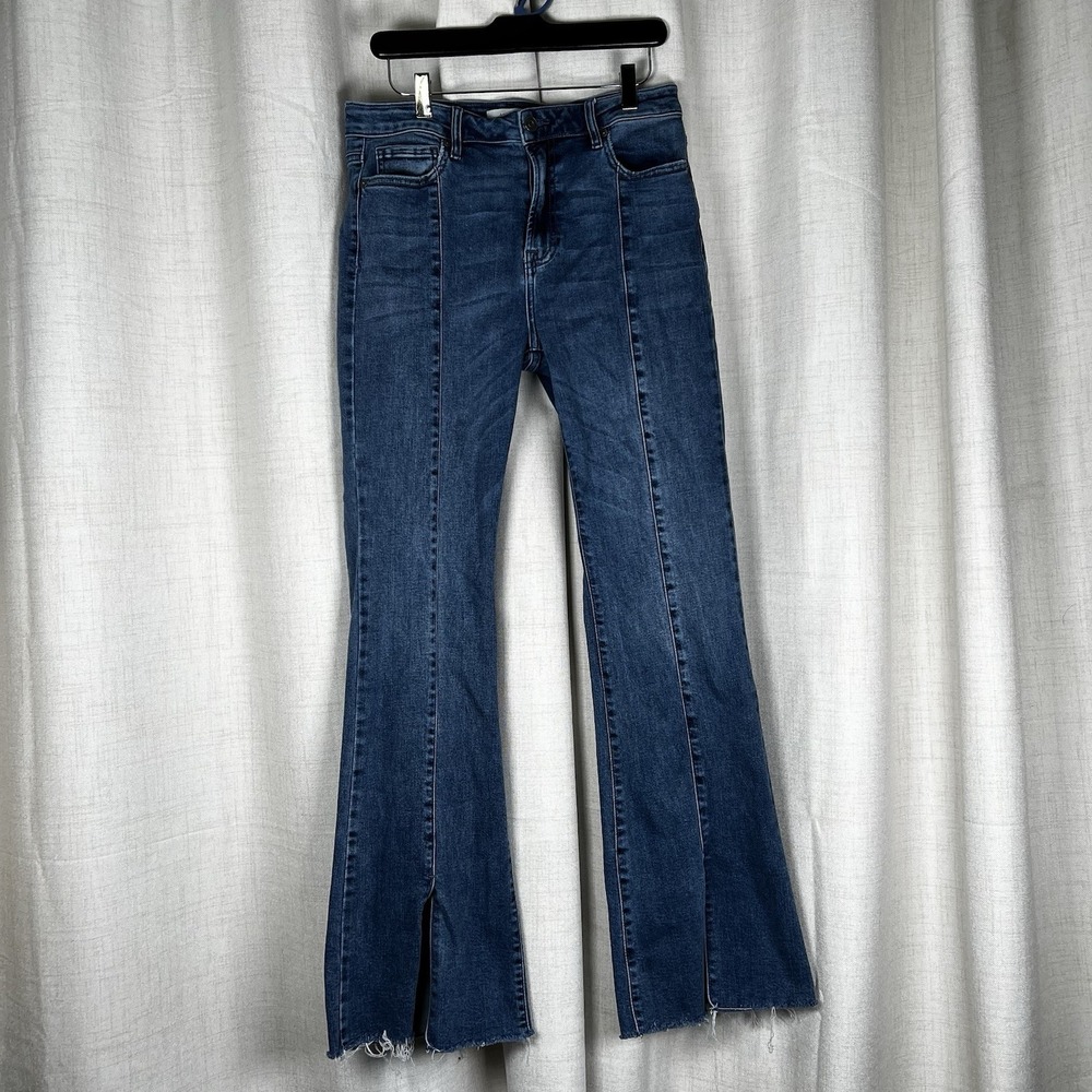 Hidden Los Angeles Happi Flare Slit Leg Jeans Women's Size 30 Raw Hem Distressed